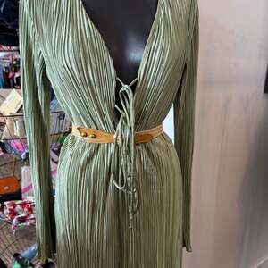 Size 10 Princess Polly Malop Plissé Long Sleeve Minidress